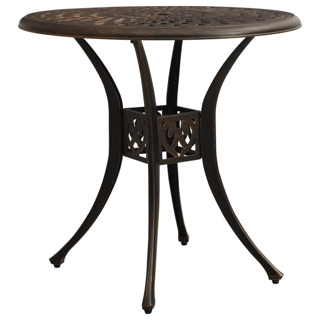 vidaXL Mesa de jardín aluminio fundido 78x78x72 cm en color Bronce/Blanco/Negro | estructura resistente ideal para salón dormitorio o estudio