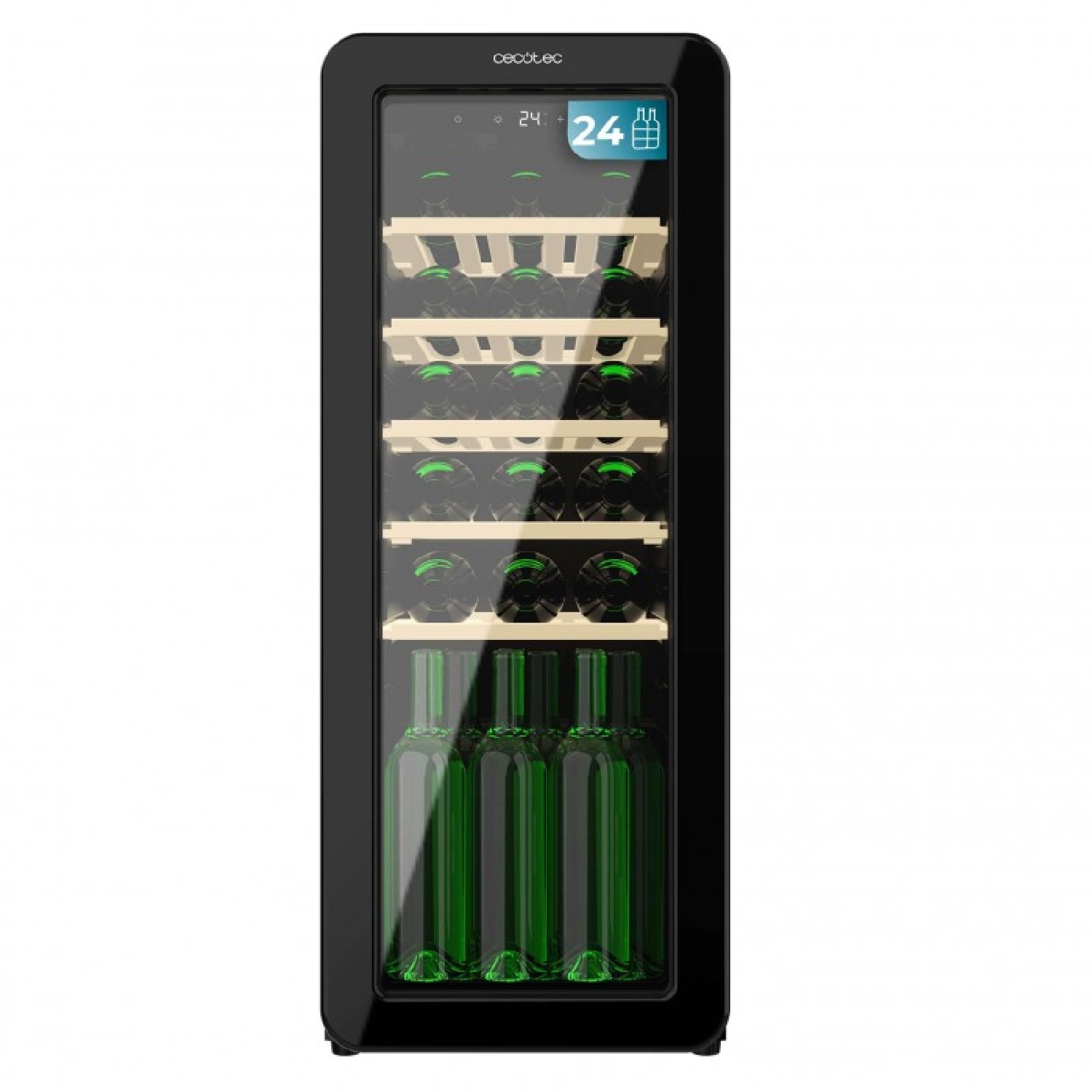 Cecotec Vinoteca 24 Botellas Retro Bolero Grandsommelier Origin 24 Hit Black. Acabado En Negro Con Control Led, Temp. 5-20ºC