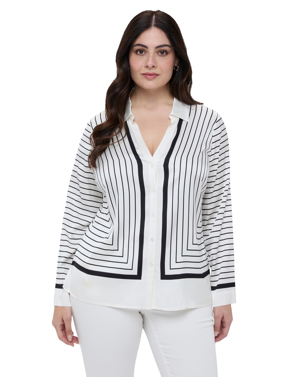 Fiorella Rubino - Camisa a rayas con escote en V