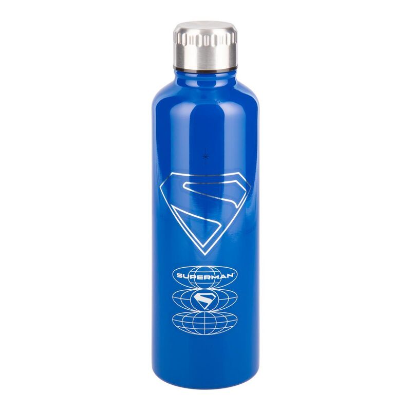 Paladone Superman - Botella de agua de metal azul, con licencia oficial de DC Comics Superhero de 500 ml, termo reutilizable de acero inoxidable aislado para escuela, deportes, trabajo