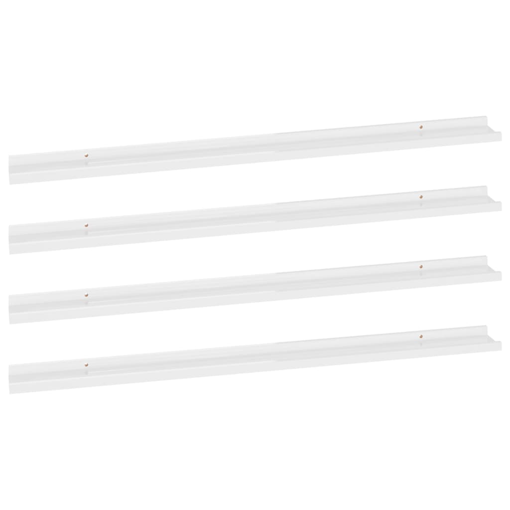 Vidaxl Estantes de Pared 4 Unidades 115x9x3 Cm Blanco Brillante