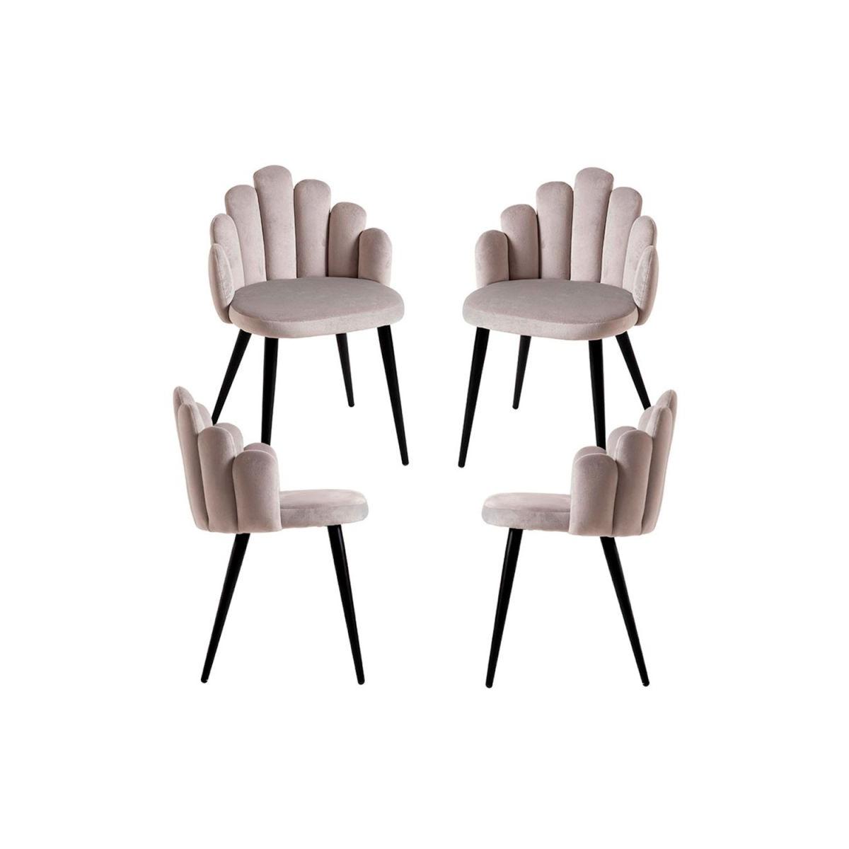 Regalos Miguel - Packs Sillas Comedor - Pack 4 Sillas Hand Patas Negras Terciopelo - Gris