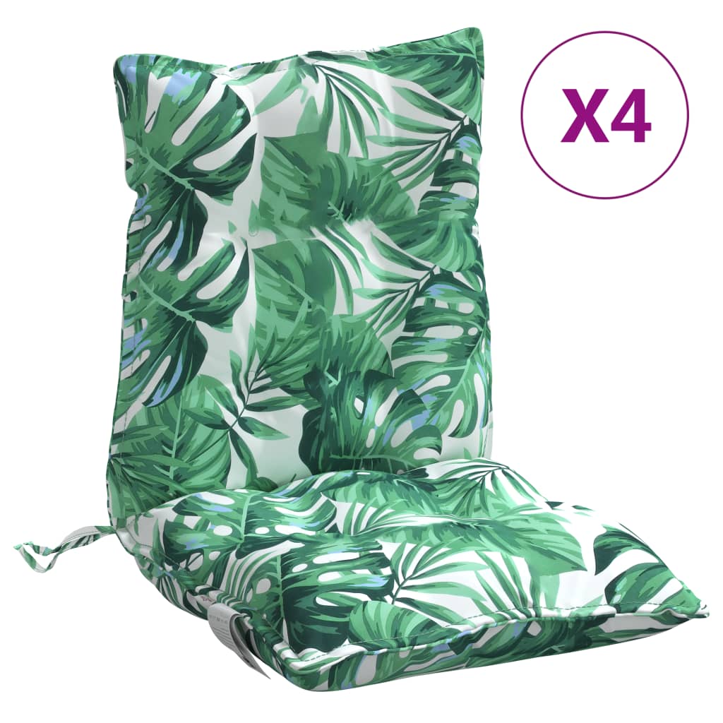 Vidaxl Cojines para Silla Respaldo Bajo 4 Uds Tela Color Antracita Verde Negro