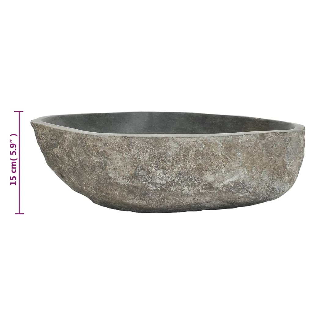 vidaXL Lavabo Ovalado Fregadero Lavamanos Cuenca para Baño Aseo Piedra de Río Dimensiones 29-38 cm, 37-46 cm, 45-53 cm