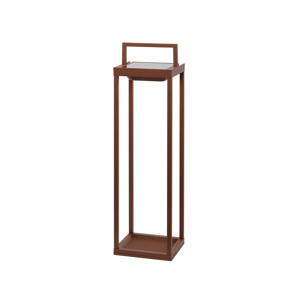Zafferano - Farol solar para el hogar de 2 LED, 56,4 cm, lámpara de pared y mesa de 2 W con batería y sensor crepuscular - Corten