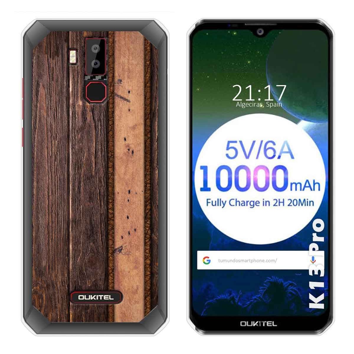 Tumundosmartphone Funda Gel Tpu para Oukitel K13 Pro diseño Madera 05 Dibujos