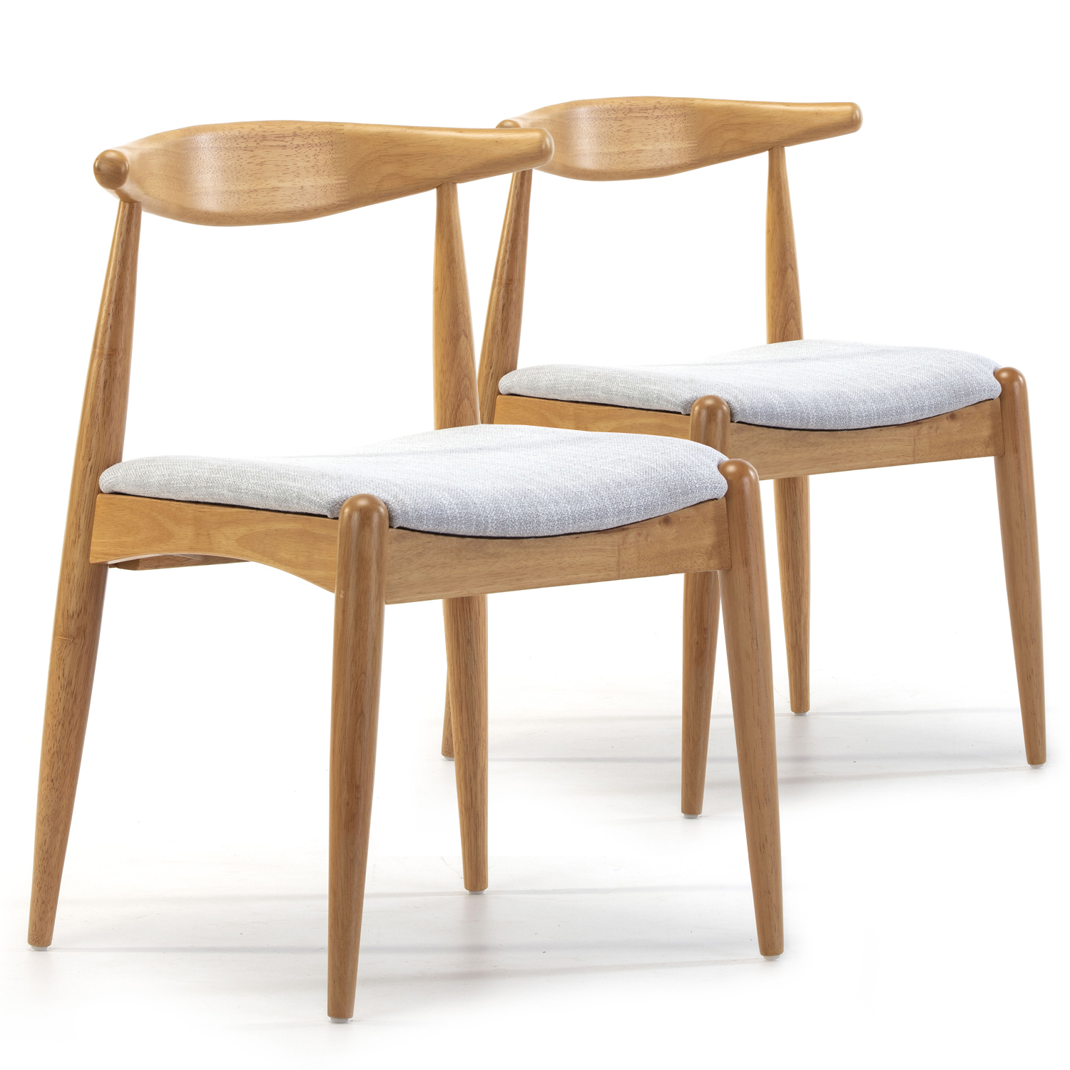 VS Venta-Stock - Pack 2 Sillas Corzo Roble de Madera de Caucho Macizo