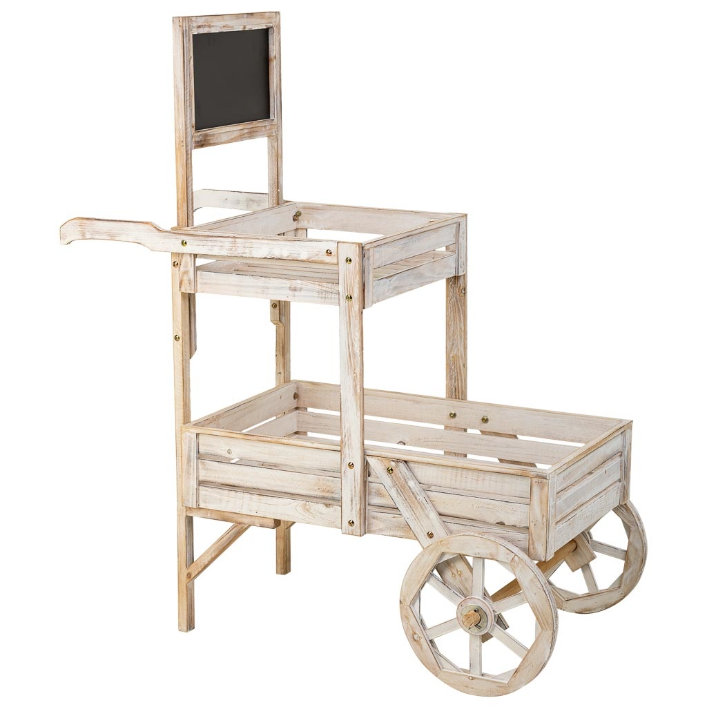 Wonderlust Deco - Carro expositor con ruedas de madera blanco 100x52x120 Blanco 100x52x120h cm