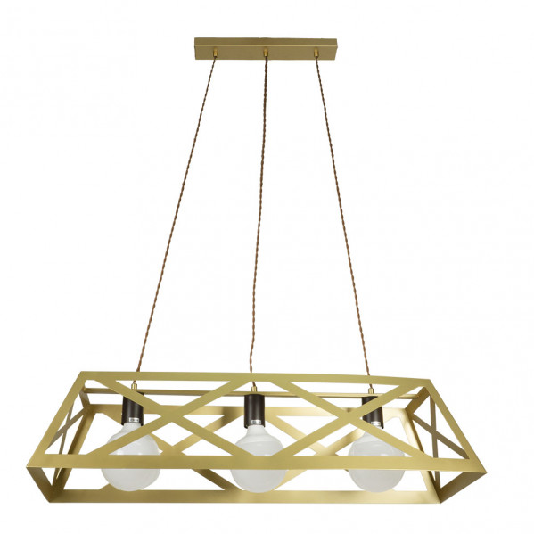 Colgante rectangular melli 3xe27 oro  regx85x30 cm