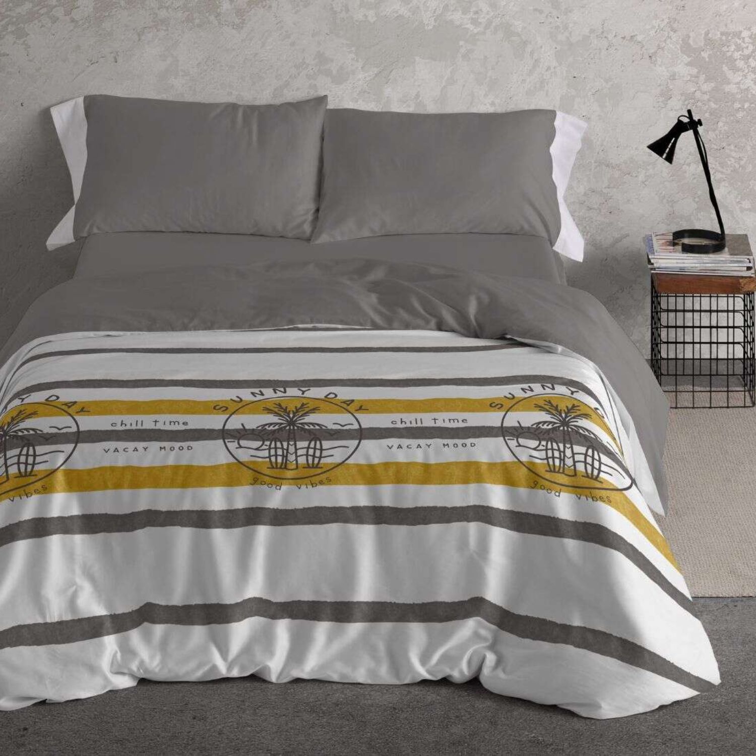 Funda Nórdica BURRITO BLANCO 50% Algodón Diseño Surf Azul Marino - Tacto Suave, Fácil Planchado, Alta Durabilidad - Cama 90-200cm