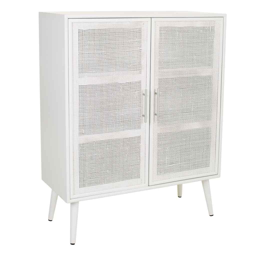 Wonderlust Deco - Armario de madera y rejilla blanco 80x37x101 Blanco 80x37x101h cm