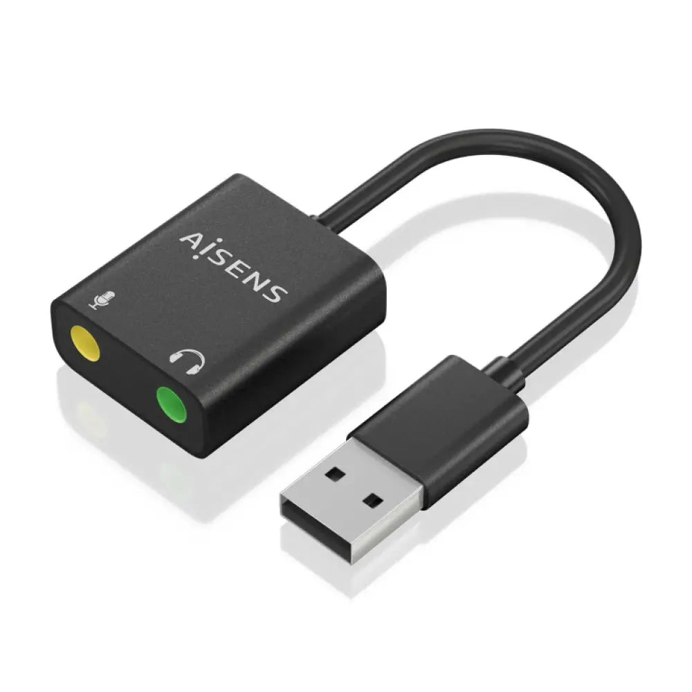 Tarjeta de Sonido Tarjeta de Sonido AISENS A106-0769 USB-A Conversor a 2xJack 3.5mm 24bit 100dB Negra