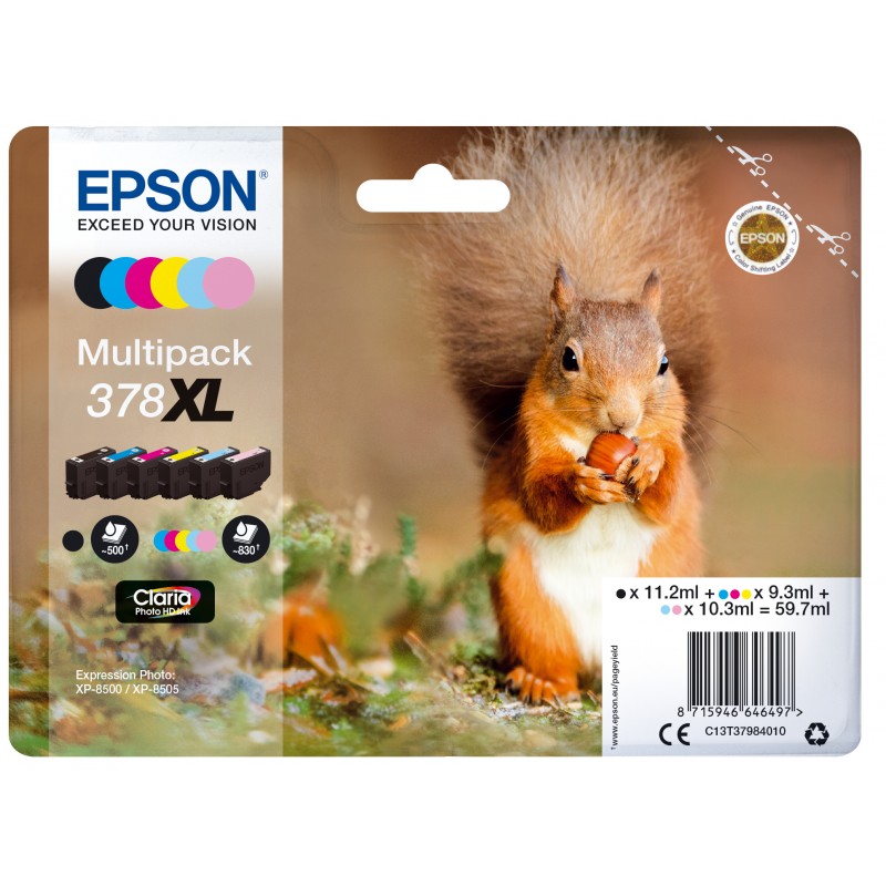 Epson - Squirrel Multipack 6-colours 378XL Claria Photo HD Ink C13T37984010