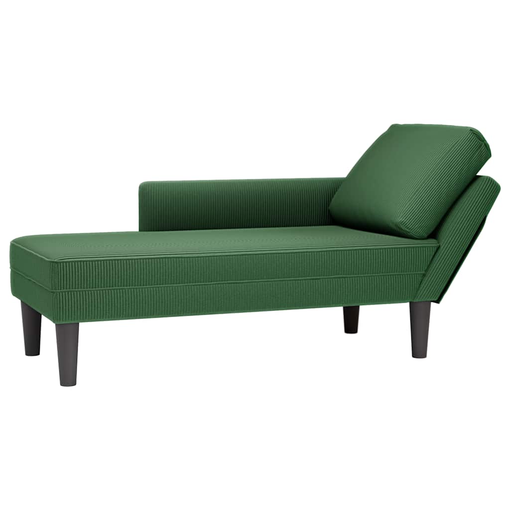 vidaXL Chaise longue con cojín de tela de pana gris en color Verde claro/Gris claro/Crema y más | acolchados duraderos para sofás de jardín terraza exterior