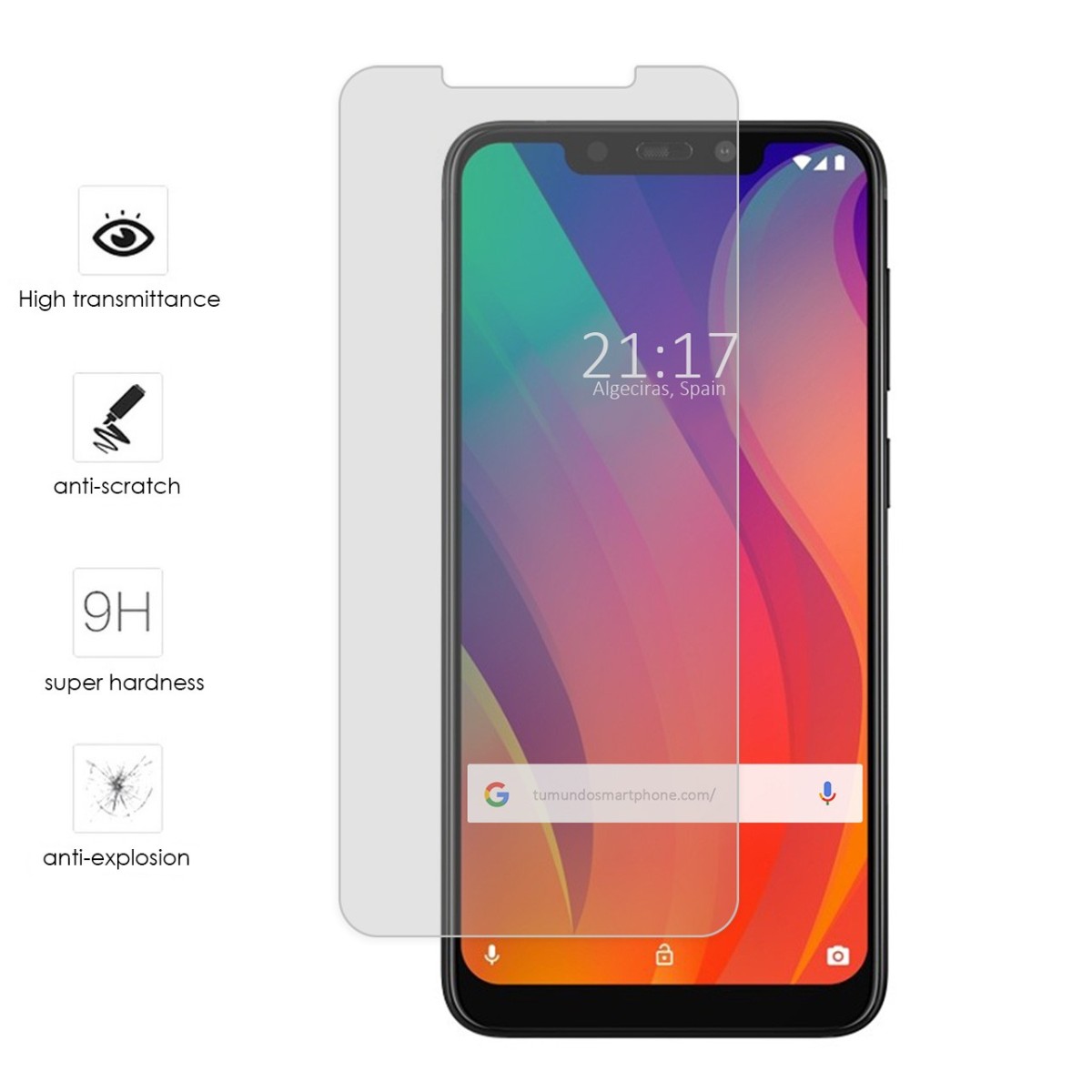 Tumundosmartphone Protector Cristal Templado para Vsmart Active 1+ Plus Vidrio