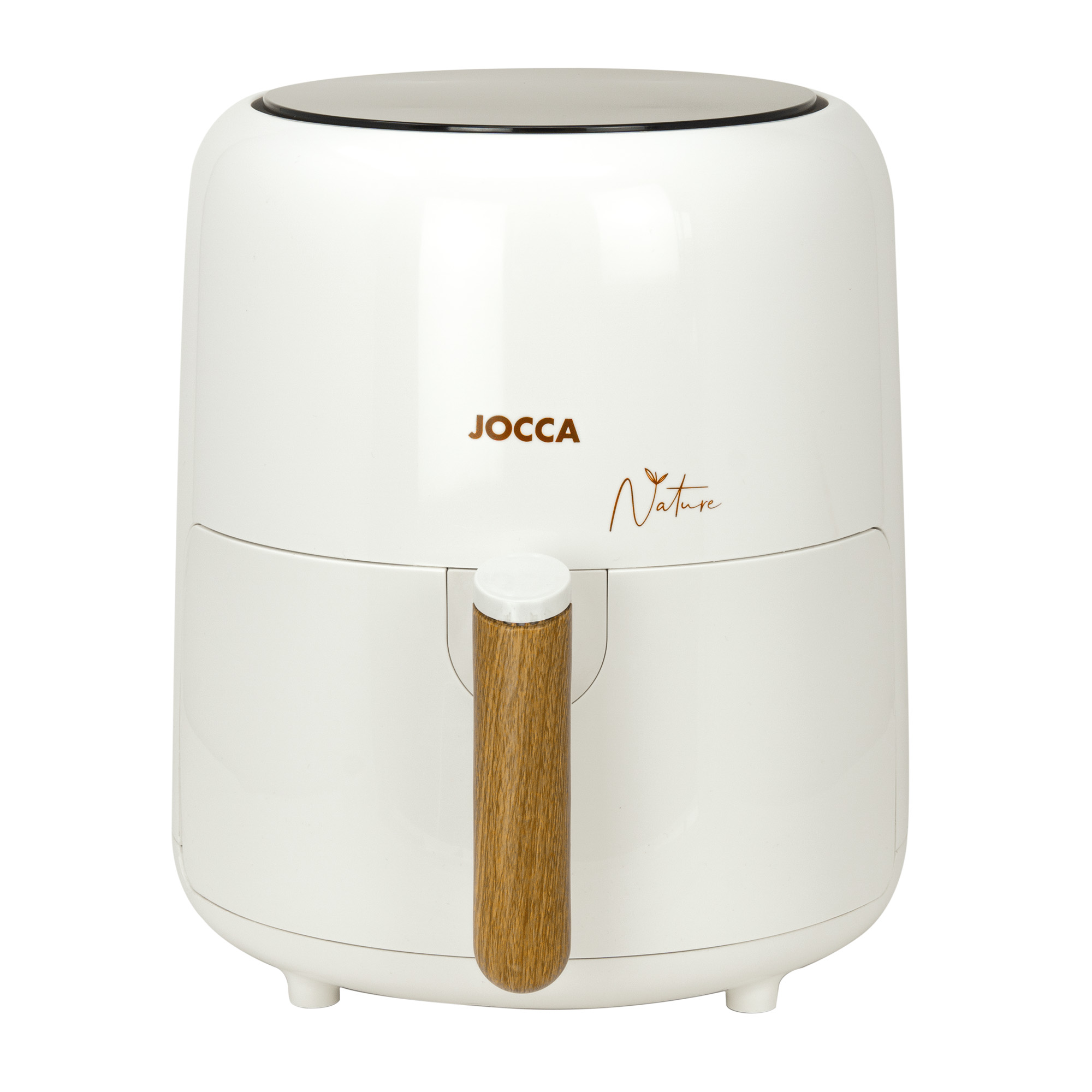Freidora de aire digital Jocca Nature 3,8L con 12 programas automáticos, pantalla LED táctil, función freír, asar, gratinar, calentar y descongelar, temporizador hasta 60min, temperatura 80-200°C, apagado automático, rejilla antiadherente y 1450W