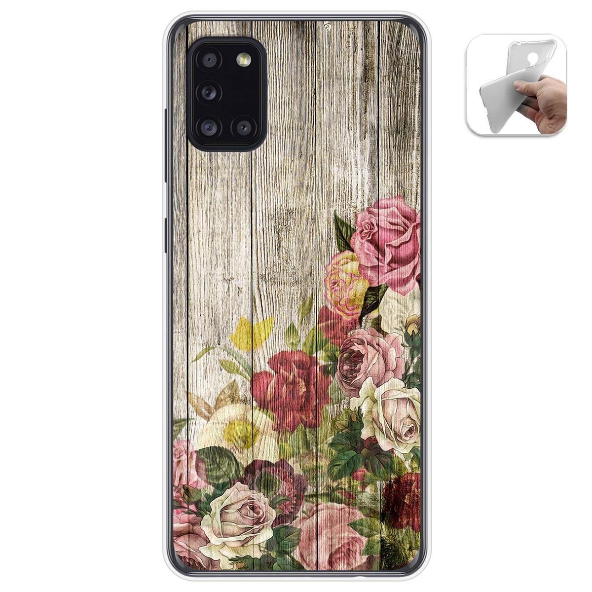 Tumundosmartphone Funda Gel Tpu para Samsung Galaxy A31 diseño Madera 08 Dibujos