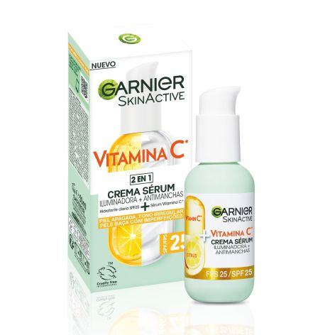 Garnier – Crema sérum iluminadora y antimanchas SPF25 Vitamina C Skin Active Garnier.