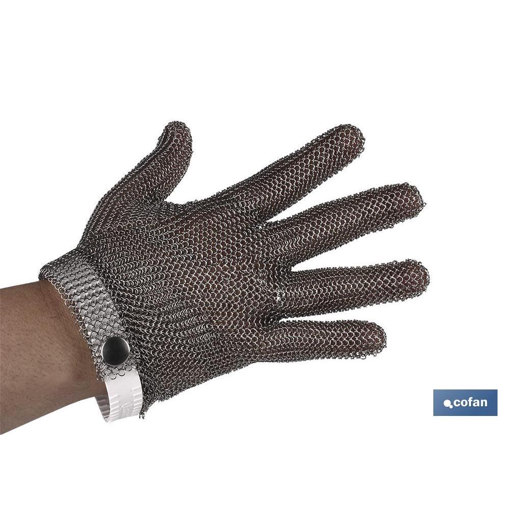 COFAN - Guante Anticorte | Malla Fabricada en Acero Inox. | Guante de Metal para Trabajo de Seguridad | Talla M, L y XL