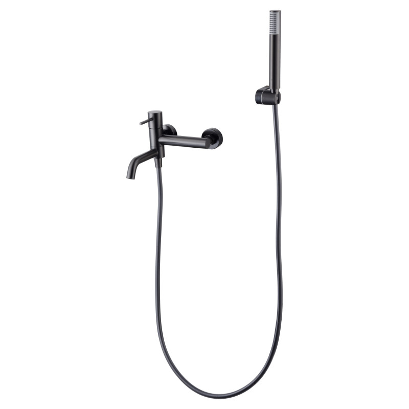 Imex Monza BDM039-4BGM Conjunto grifo monomando y ducha de mano en latón y ABS con acabado black gun metal