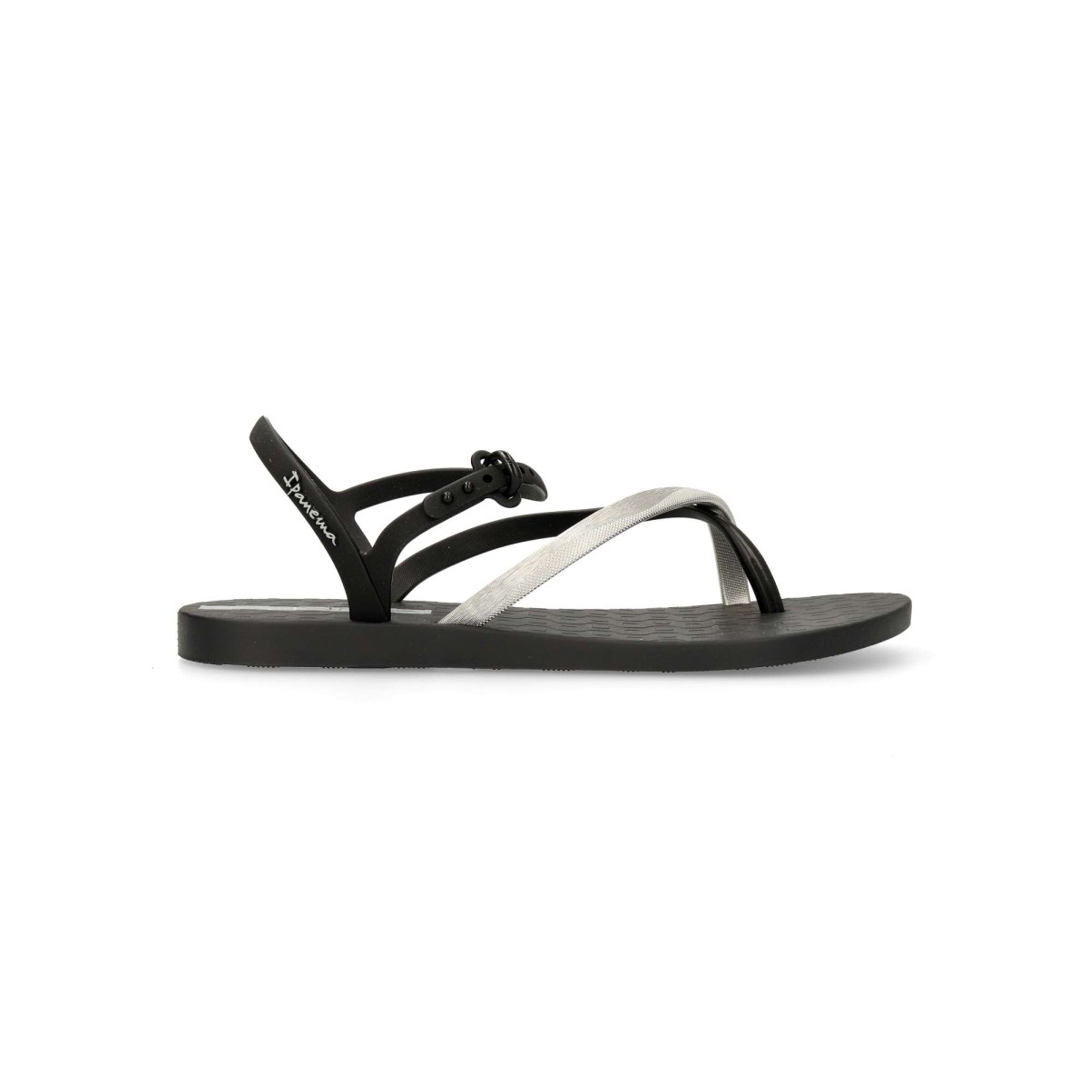 Ipanema - Sandalias planas Elegant para mujer, cómodas y ligeras con suela de goma flexible, ideales para playa y verano, color negro-plata