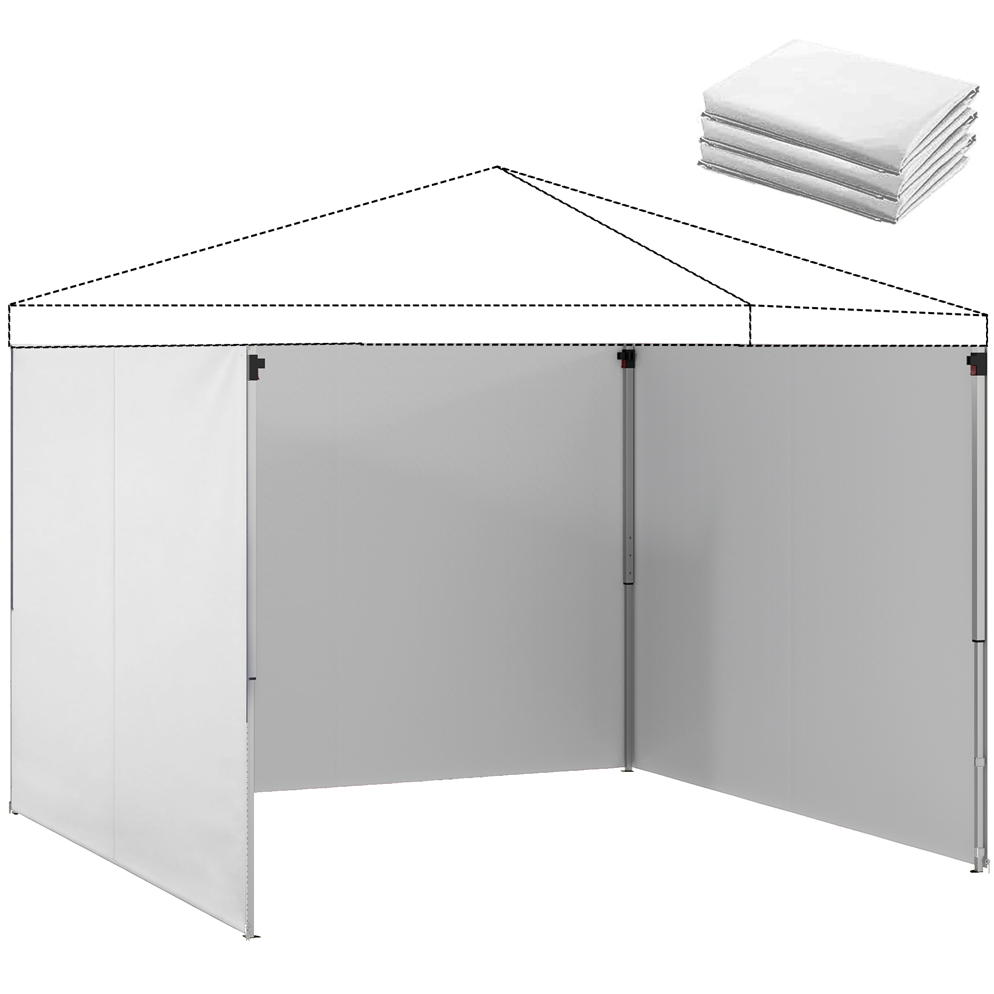 Outsunny 3 Paredes Laterales para Carpas de 3x3 m, Paredes Laterales de Repuesto para Cenador de Tela Oxford 210D con Cremallera, para Fiestas, 300x200 cm