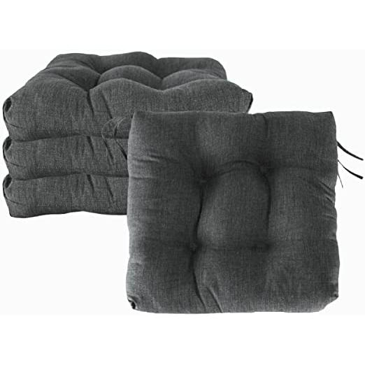 REINO MANSIDI Cojín de silla sin respaldo gris liso 40x40x7cm pack 4