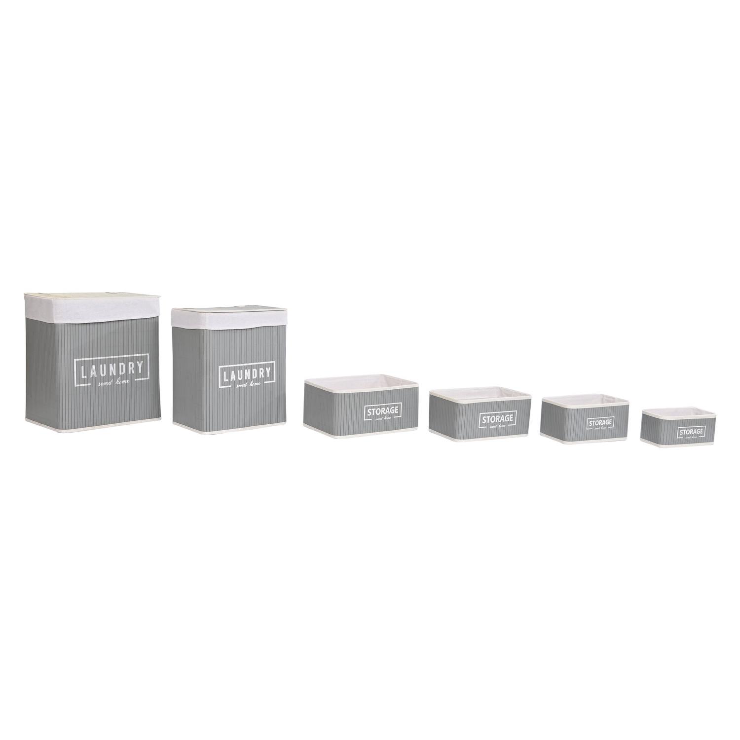 CESTA ROPA SET 6 BAMBU POLIESTER 40X30X46 DC202349 - EL MEJOR COMPLEMENTO PARA TU HOGAR FIJALO