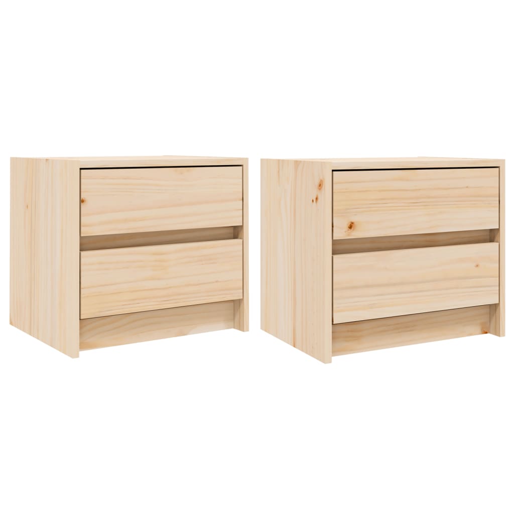 Mesitas de Noche Vidaxl de Madera Maciza Pino Natural y Blanco