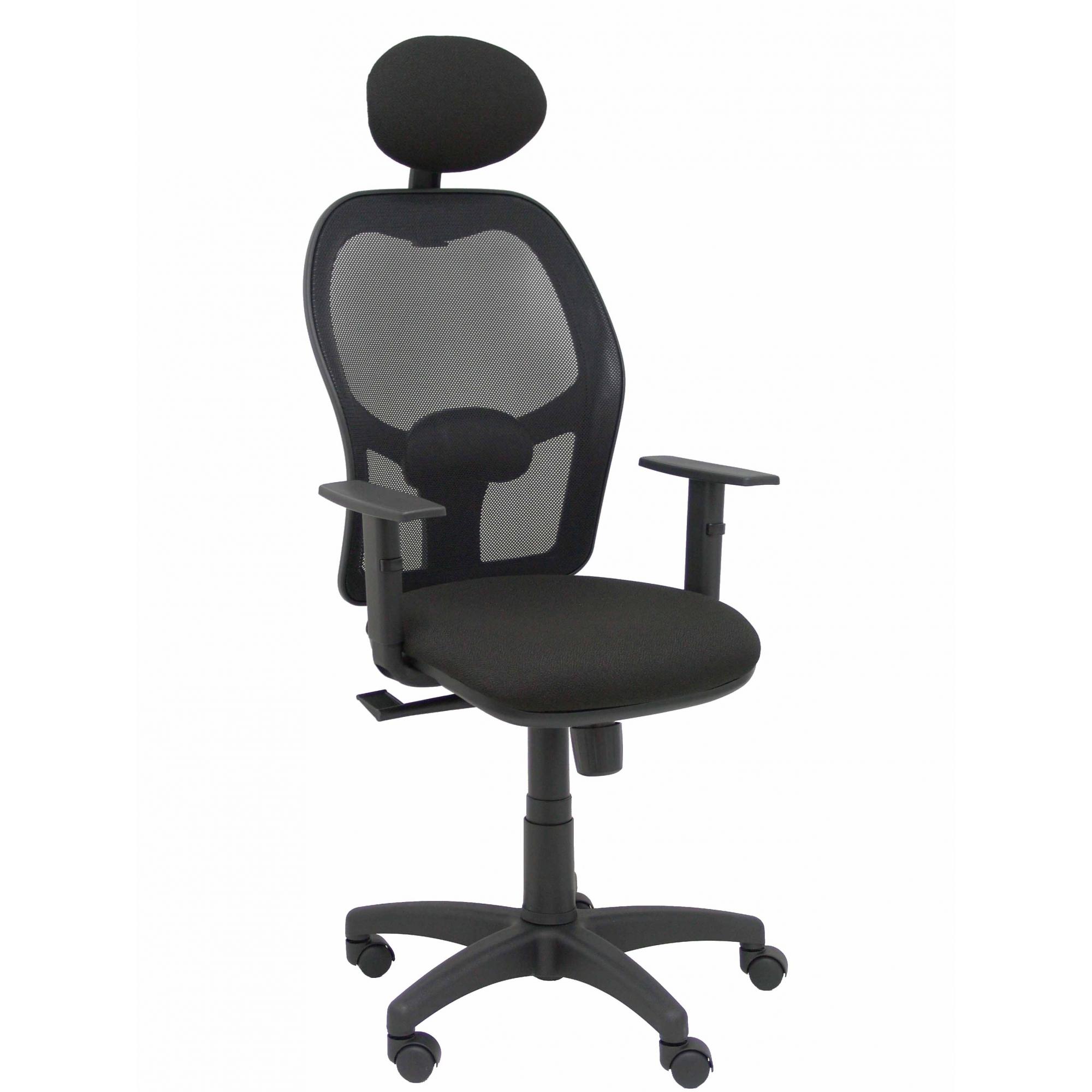 Silla De Oficina Alocen Malla Negra Asiento Bali Negro Brazos Regulables Cabecero Fijo
