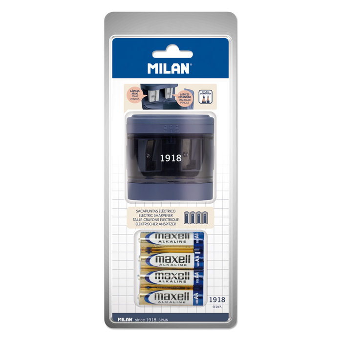 MILAN SACAPUNTAS ELECTRICO MAXI-REGULAR SERIE 1918 AZUL MARINO MILAN 22 23x11x7 Cms.