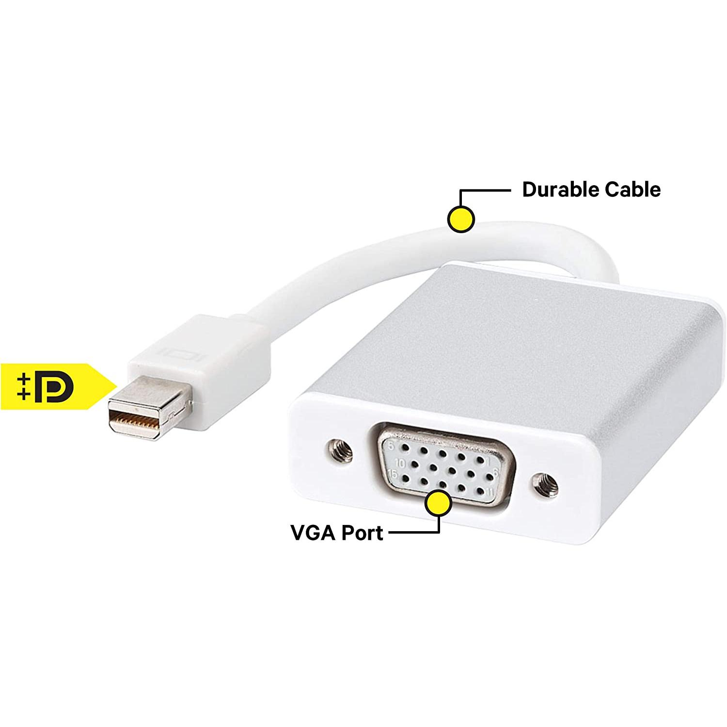 FGNS. Adaptador Mini DisplayPort a VGA,Adaptador de Mini DisplayPort a VGA, Mini DP Display Port a VGA (Compatible con Thunderbolt) Macho a Hembra para PC ThinkPad SurfacePro