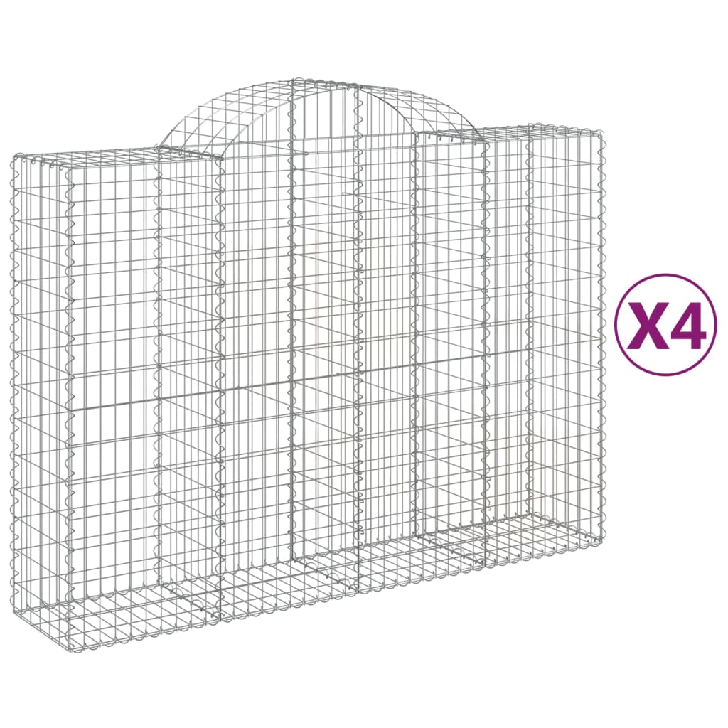 Vidaxl Cestas de Gaviones 4 Uds Forma de Arco Hierro 200 X 30 X 40/60 Cm