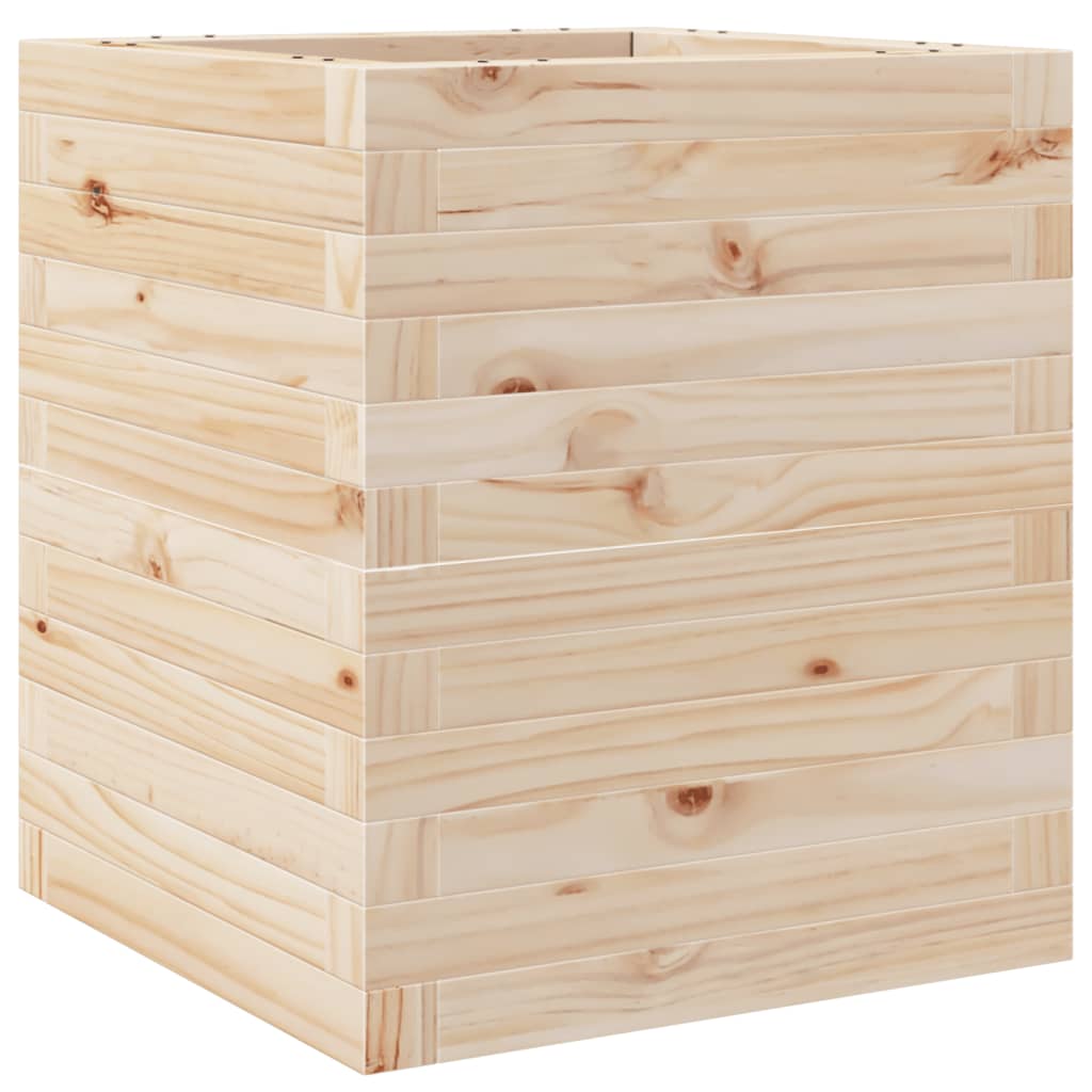 vidaXL Jardinera de madera maciza de pino 40x40x46 cm Color Pino natural,  Blanco,  Marrón cera y mas