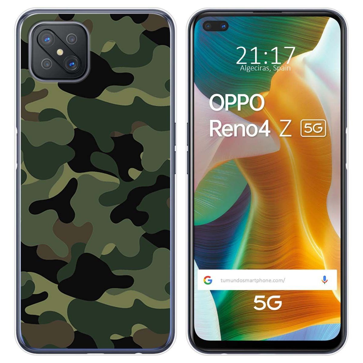 Tumundosmartphone Funda Gel Tpu para Oppo Reno 4Z 5G diseño Camuflaje Dibujos