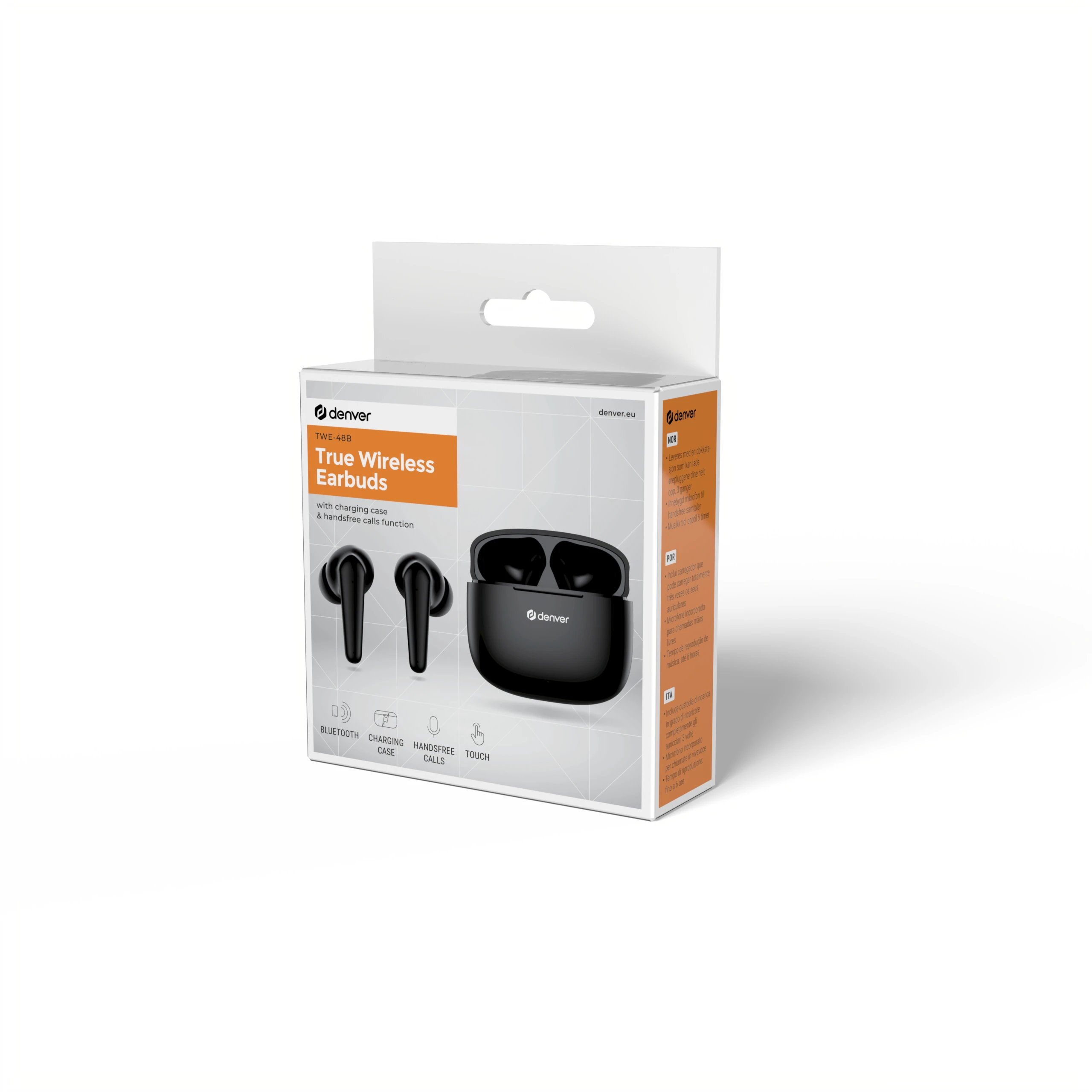 Denver - Auriculares True Wireless Stereo (TWS) AU278598 in-ear con micrófono integrado, diseño cómodo y aislamiento pasivo del ruido para música y llamadas claras