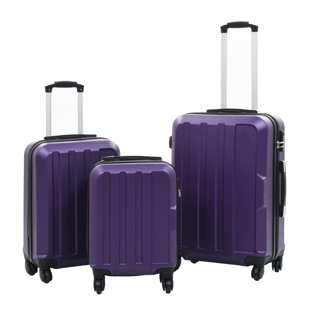 vidaXL Juego 3x Maletas Rígidas con Ruedas Trolley ABS Articulo Viaje Color Amarillo,  Morado,  Rojo vino tinto y mas
