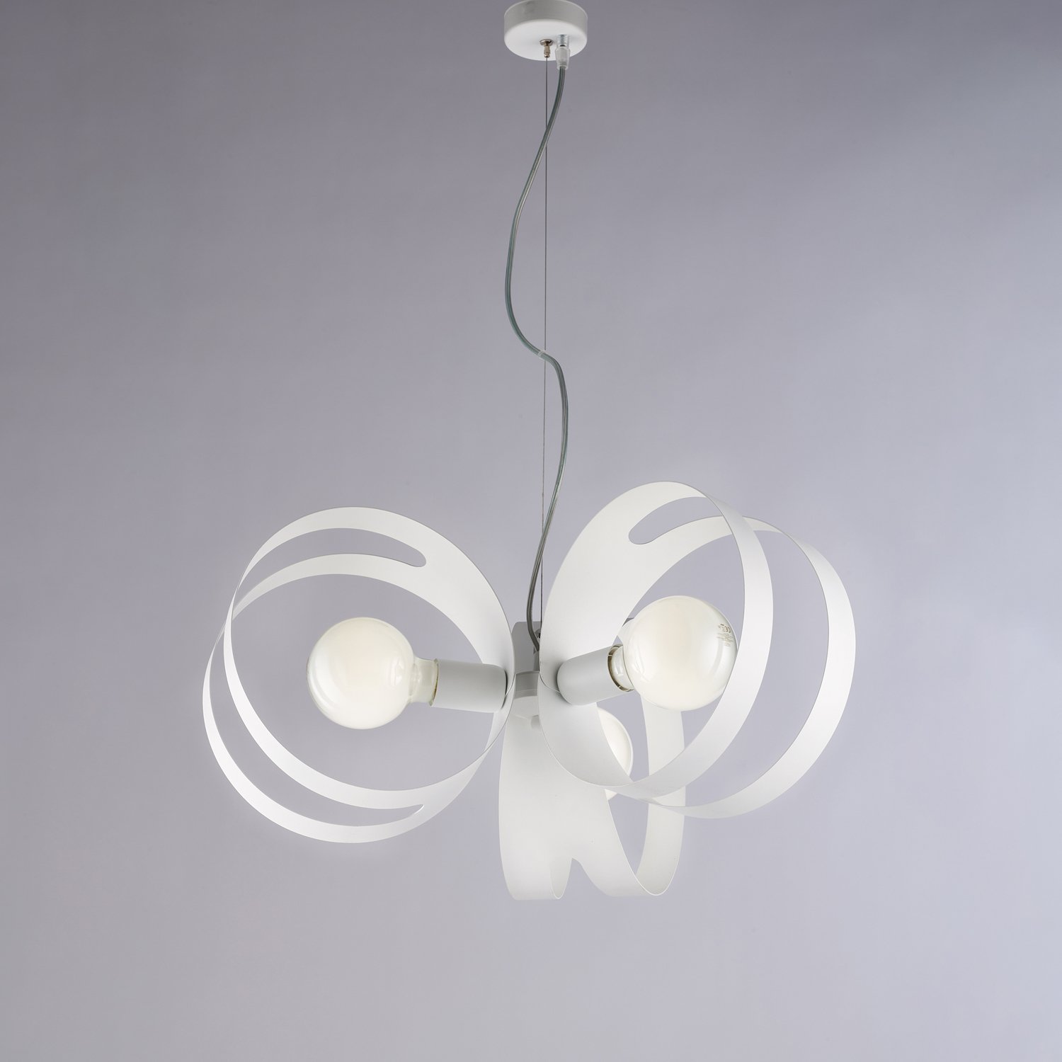 Suspensión Moderna 3 Luces Peter en Hierro Blanco Corte por láser