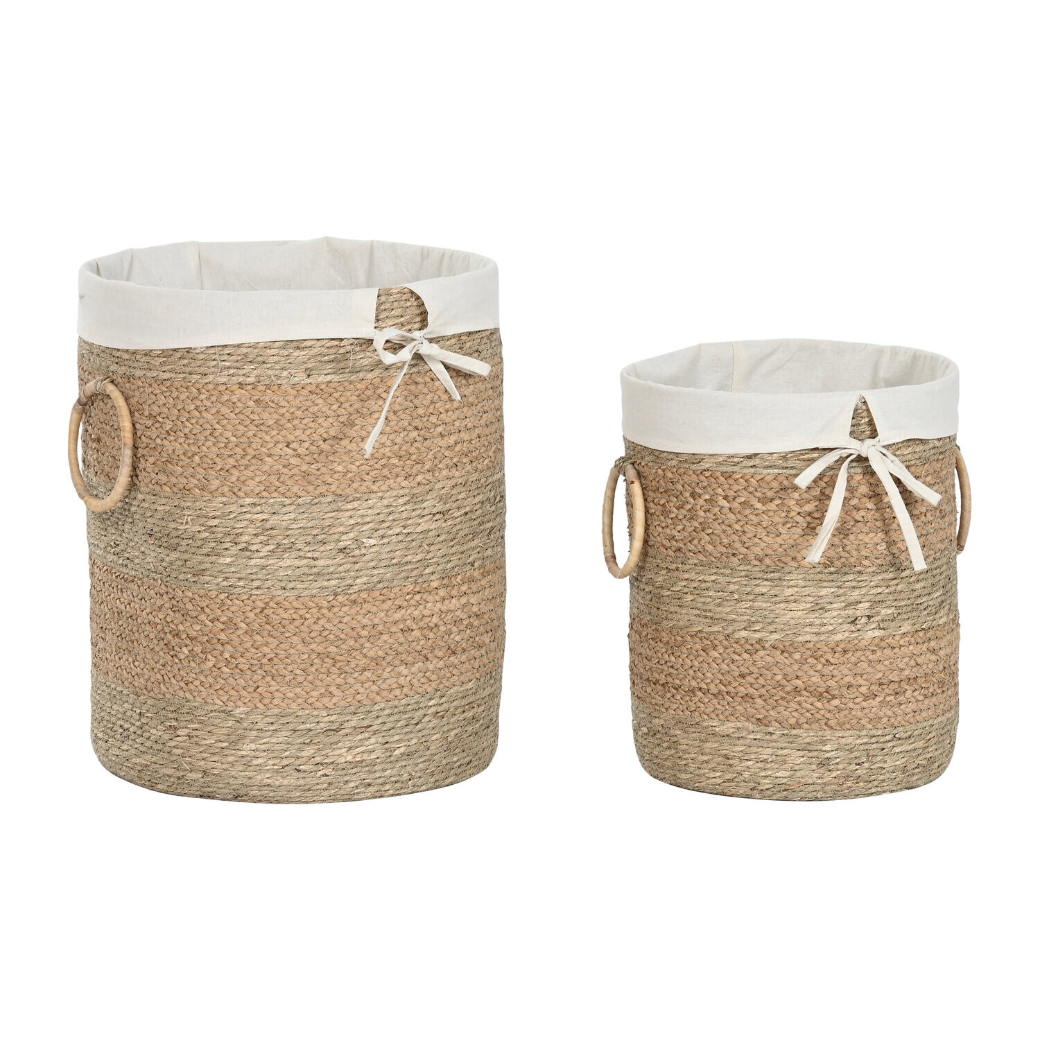 Cesta set 2 seagrass tela 39x40x48 natural , La mejor decoración para tu hogar.