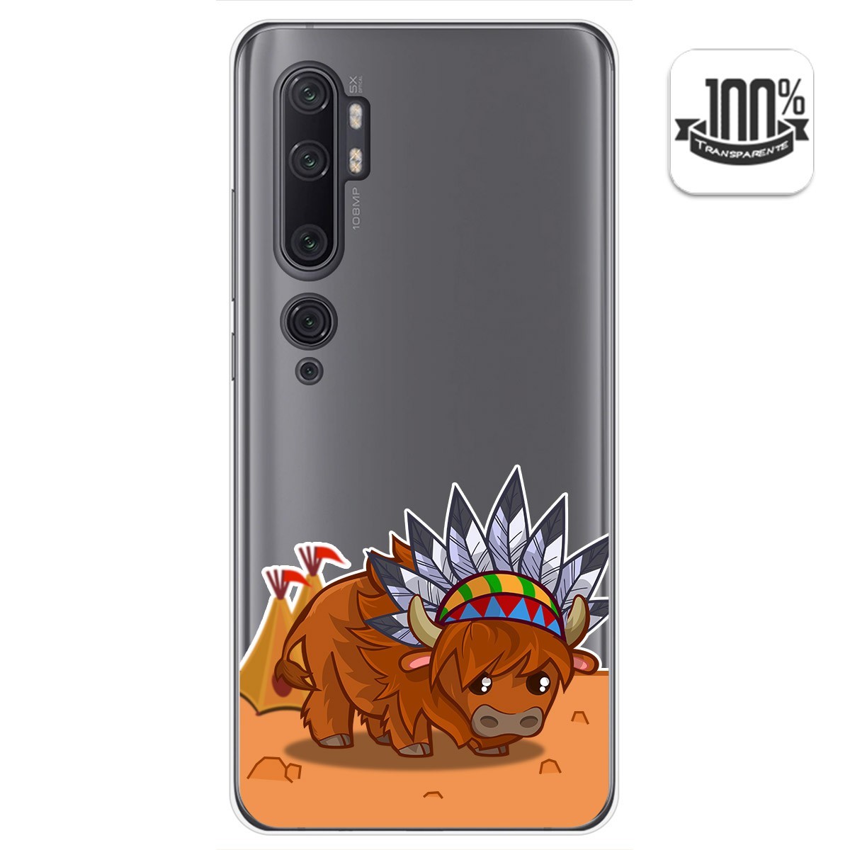 Tumundosmartphone Funda Gel Transparente para Xiaomi Mi Note 10 diseño Bufalo Dibujos