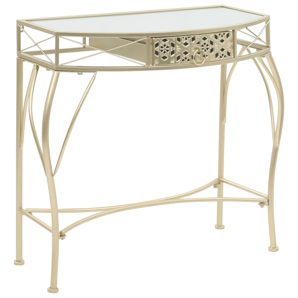Vidaxl Mesa Auxiliar Estilo Francés Metal 82x39x76 Cm Blanco Dorado