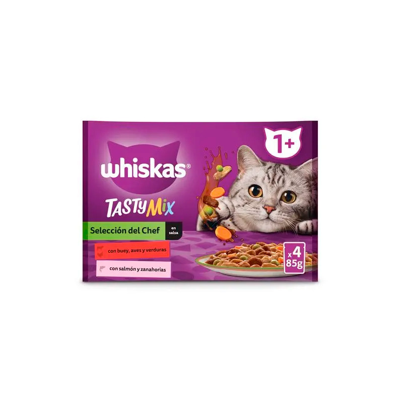 Whiskas Tasty Mix Selección del Chef Salsa para Gatos 4x85g Whiskas