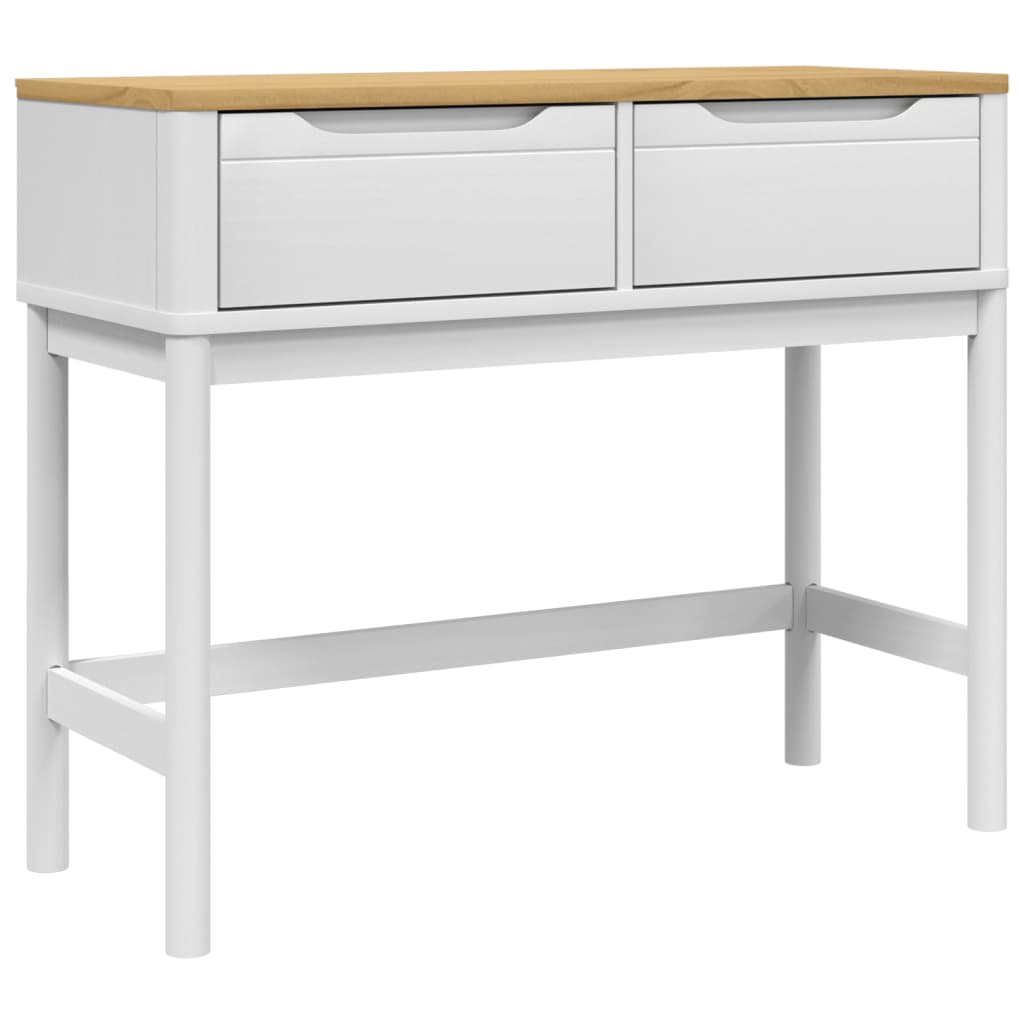 Vidaxl Mesa Consola FLORO Madera Maciza de Pino 89,5x36,5x73 Cm Marrón Cera, Blanco, Gris