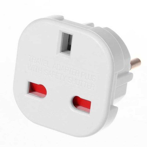 CABLEPELADO Adaptador de Enchufe de UK a Enchufe Europeo | Adaptador Enchufe Viaje | Enchufe Tipo G a 2 Pin Europeo UE Modelo C E F | Blanco
