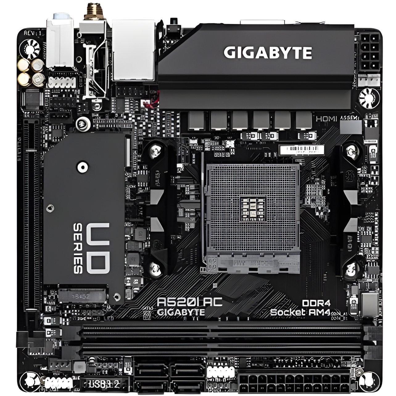 Gigabyte Technology Motherboard A520I AC 1.1 AM4 MITX 2XDDR4, Multicolor