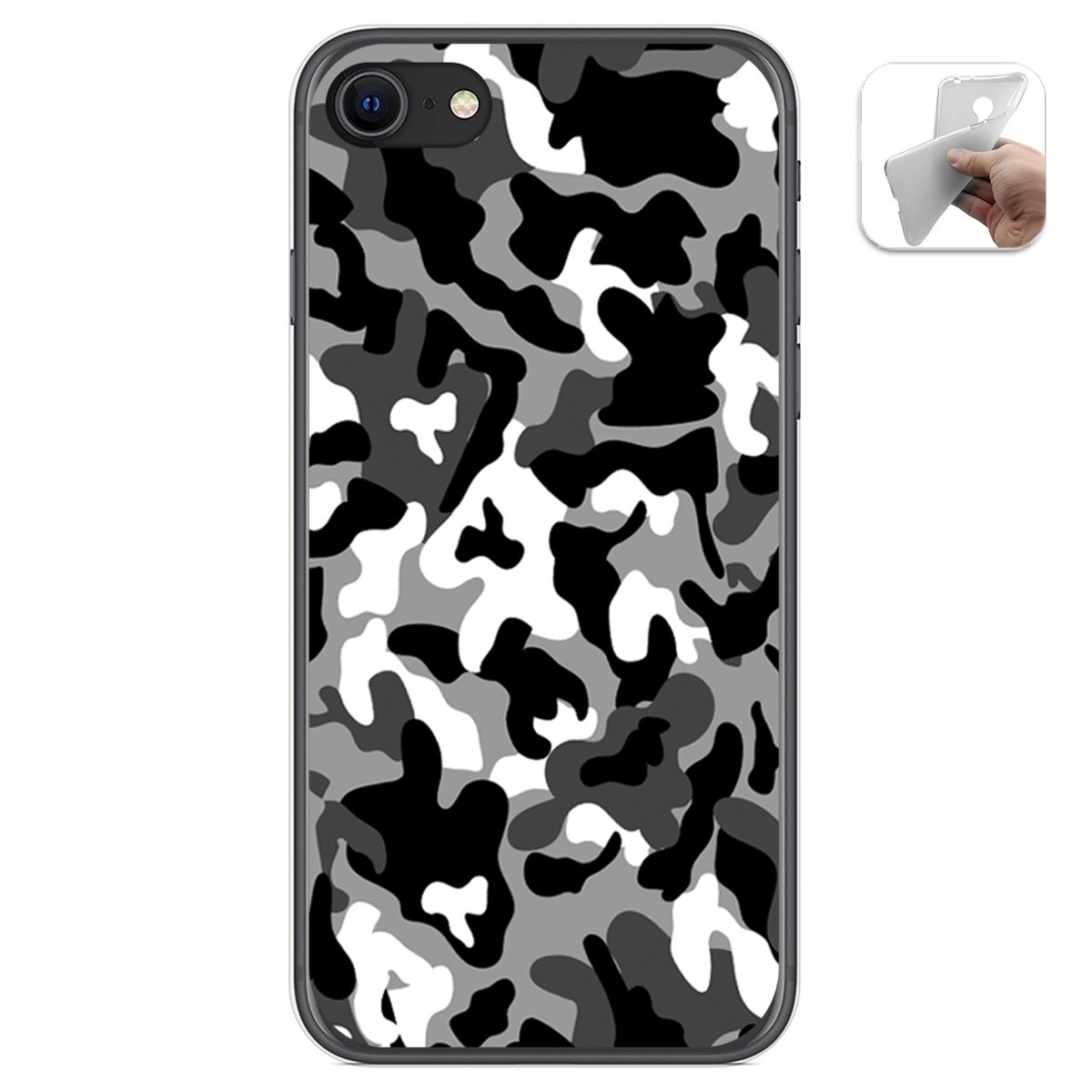 Tumundosmartphone Funda Gel Tpu para Iphone SE 2020 diseño Snow Camuflaje Dibujos