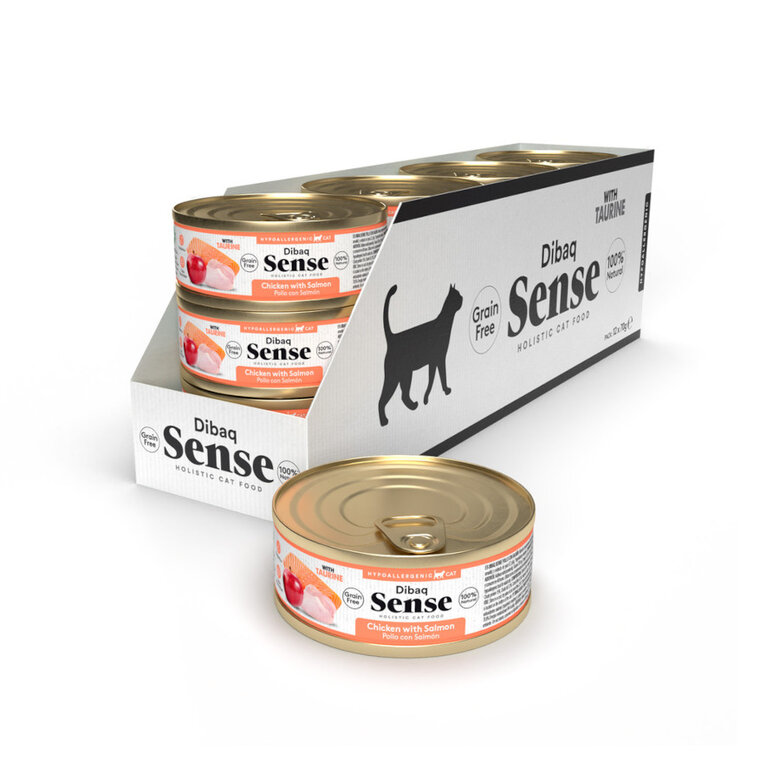 Dibaq Sense Cat Lata Pollo y Salmóm con Manzana 12x70Gr