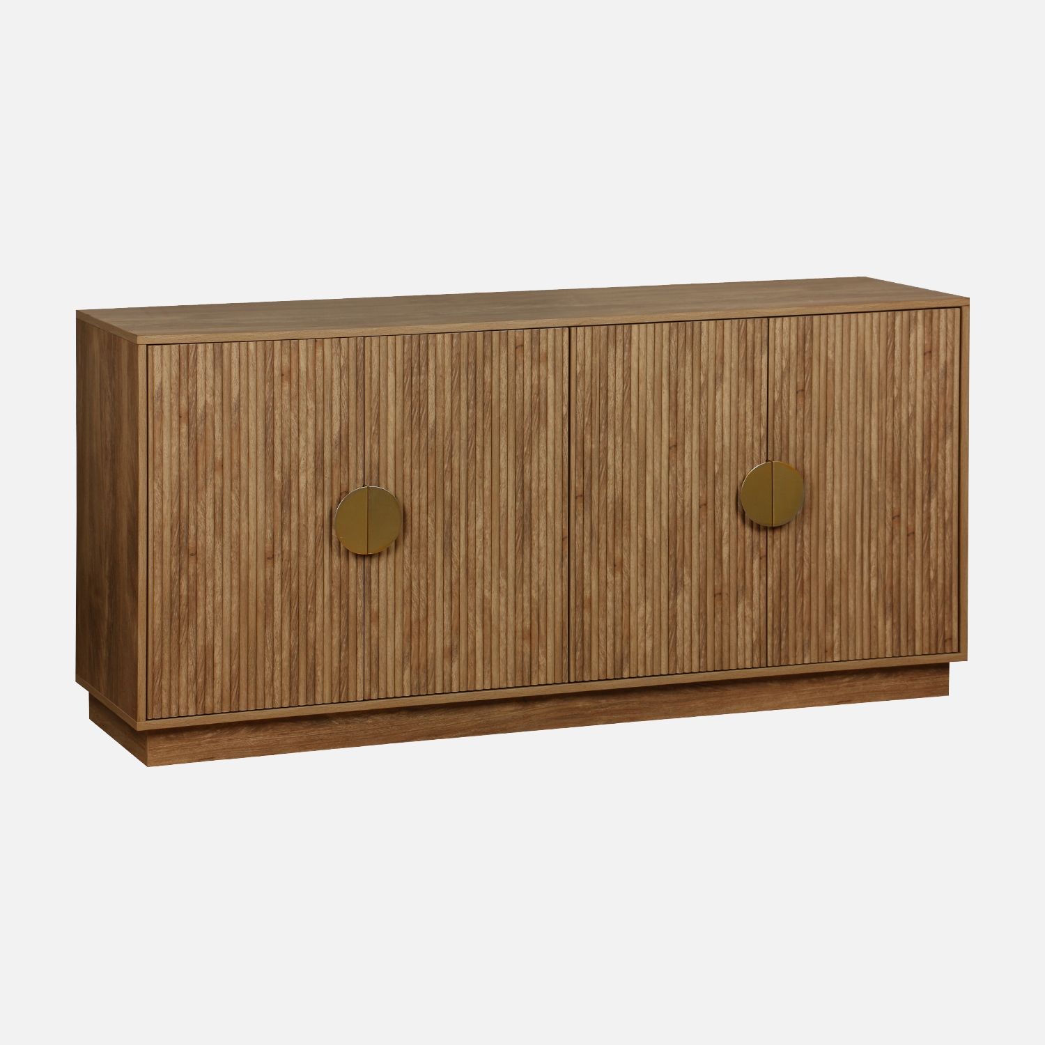 sweeek - Aparador de 4 puertas efecto madera de mango, acanalado, 160cm , Celian , 160x40x75