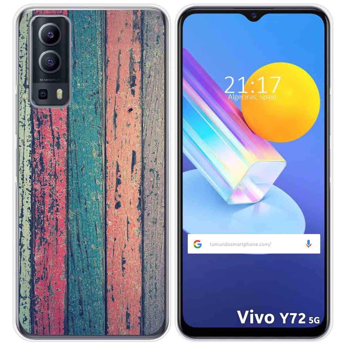 Funda Gel Tpu para Vivo Y52 5G / Y72 5G diseño Madera 10 Dibujos
