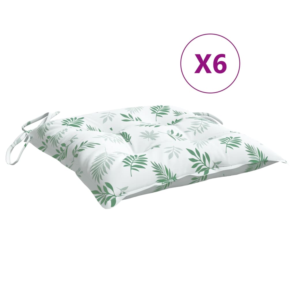 Vidaxl Cojines para Silla Oxford - Pack de 6 - Verde, Azul y Blanco, Negro y Blanco - Resistente Al Agua - Relleno de Fibra Hueca